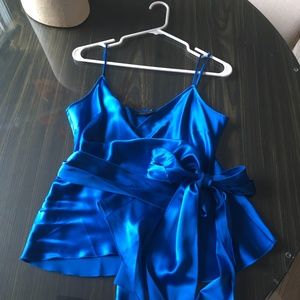 BCBG silk wrap blouse